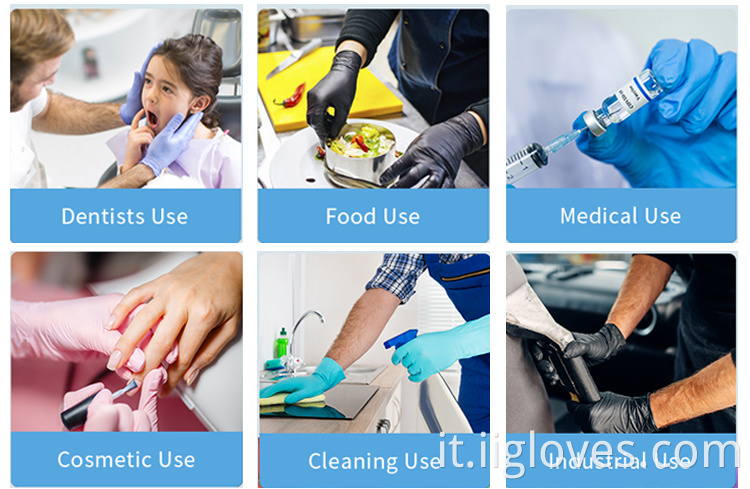 6mil 8mil Nitrile Texture Glove in polvere Giove di nitrile nere liberi Produttori Tattoo Beauty Make Up guanti di nitrile